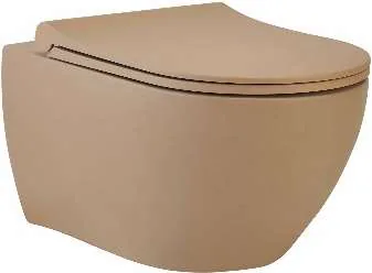 EGE KNİDOS RİMLESS ASMA KLOZET (T.DELİKLİ)-LATTE+SOFT CLOSE KAPAK
